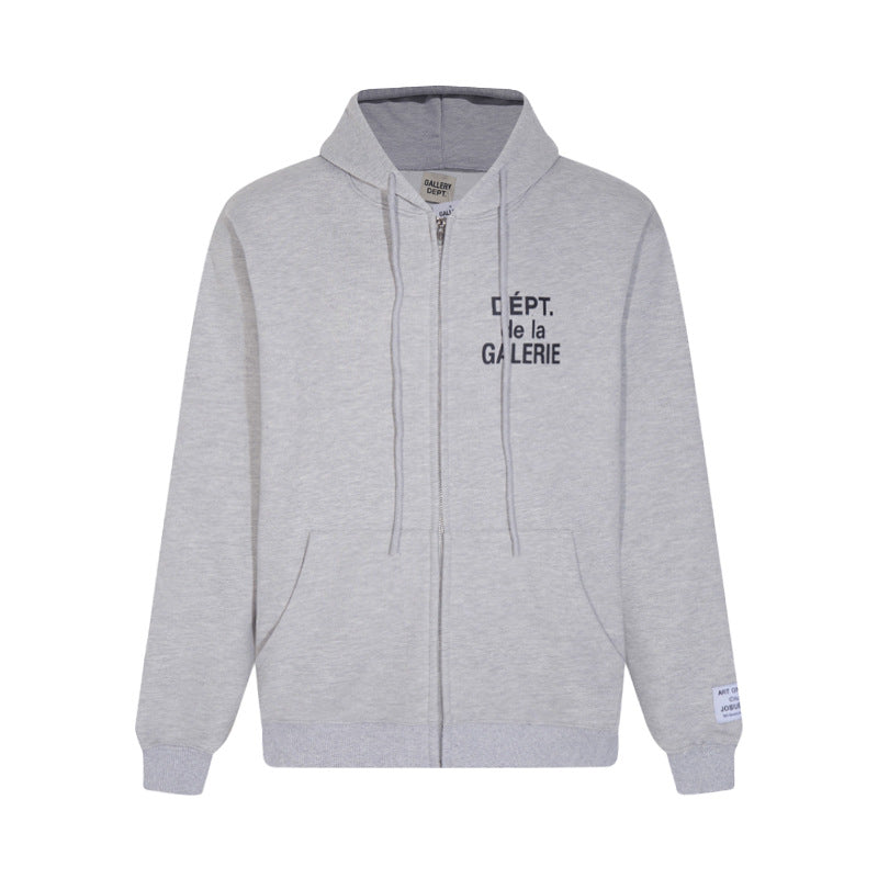Gallery Dept Hoodie Alphabet Slogan Cardigan Hooded Sweater