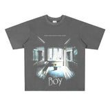 Film Star T Shirt Movie Spirit Doll Contract Pure Cotton Loose Nostalgic Short Sleeve Trendy Heavy T-shirt for Men