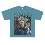 Film Star T Shirt Stephen Chow King of Comedy Cotton Short Sleeve Loose Retro T-shirt for Men