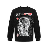 HS long-sleeve T-shirt graffiti portrait print loose version casual long sleeve
