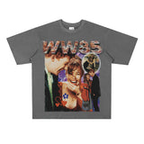 Film Star T Shirt Movie Space-Time Love Traveler Short Sleeve Loose Retro Printed T-shirt Men and Women