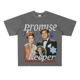 Film Star T Shirt Loose Heavy American Retro Street Cotton Personalized T-shirt for Men and Women