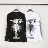 HS long-sleeve T-shirt graffiti portrait print loose version casual long sleeve