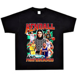 Basket Ball Star T Shirt Starting Five Retro Washed Distressed T-shirt Short Sleeve Loose Men and Women