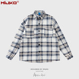 MIJKO Mens Jacket Plaid Loose Jacket Unisex