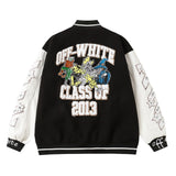 Off White Jacket Spring Autumn OW Witch Group Towel Embroidered Baseball Jacket Jacket