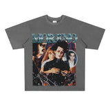Film Star T Shirt Edward Short Sleeve Loose Retro American Street T-shirt Men and Women