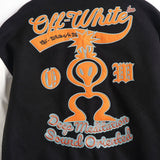 Ow Jacket Orange Embroidered Cotton-Padded Jacket for Men