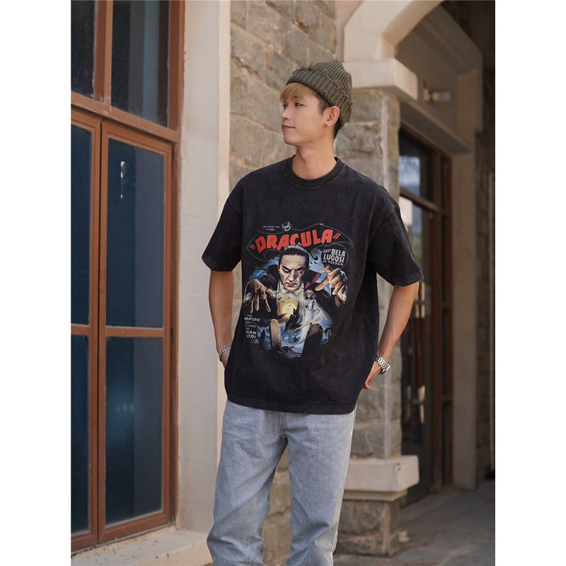 Film Star T Shirt European and American Movies Pure Cotton Loose Short Sleeve Retro Trendy T-shirt