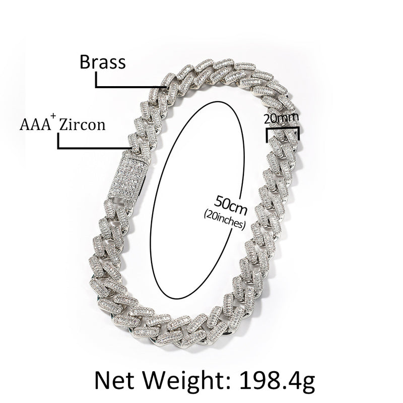 Chains Hip Hop Cuban Chain T Square Zircon 20mm Necklace Spectrum