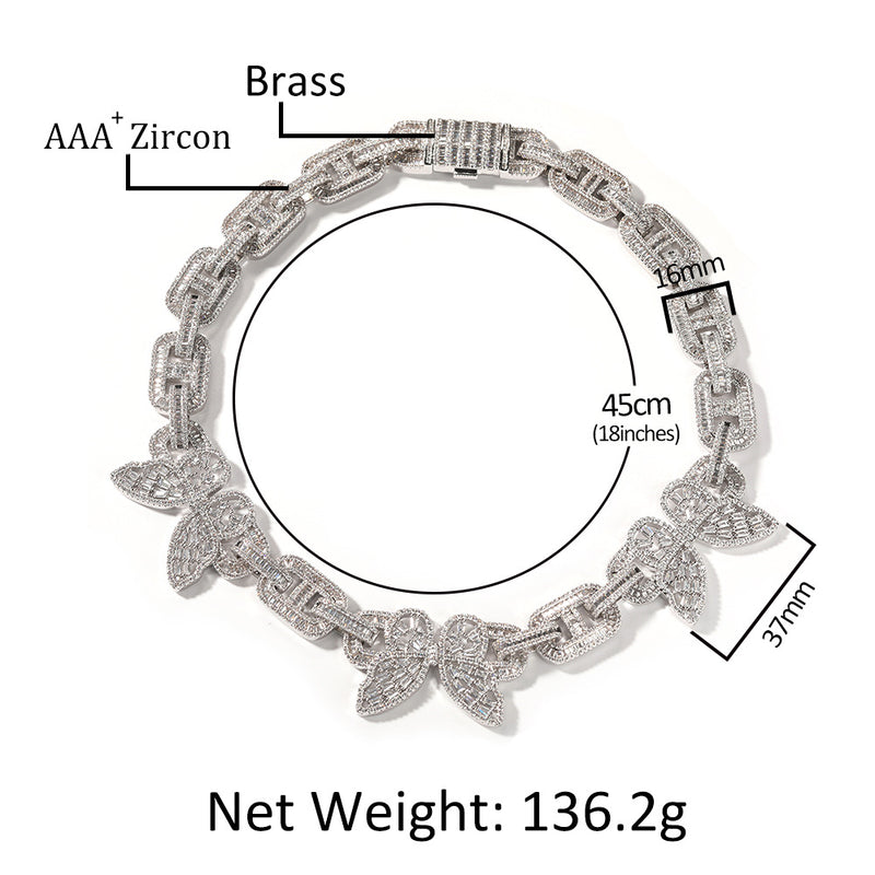 Chains Zircon Butterfly Pig Nose Necklace ins Wind Spectrum Royalty