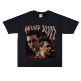 Film Star T Shirt Trendy Cotton Short Sleeve Loose round Neck Retro T-shirt for Men