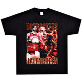 Basket Ball Star T Shirt Jalen Green Washed Distressed Printed T-Shirt Retro Short Sleeve Loose