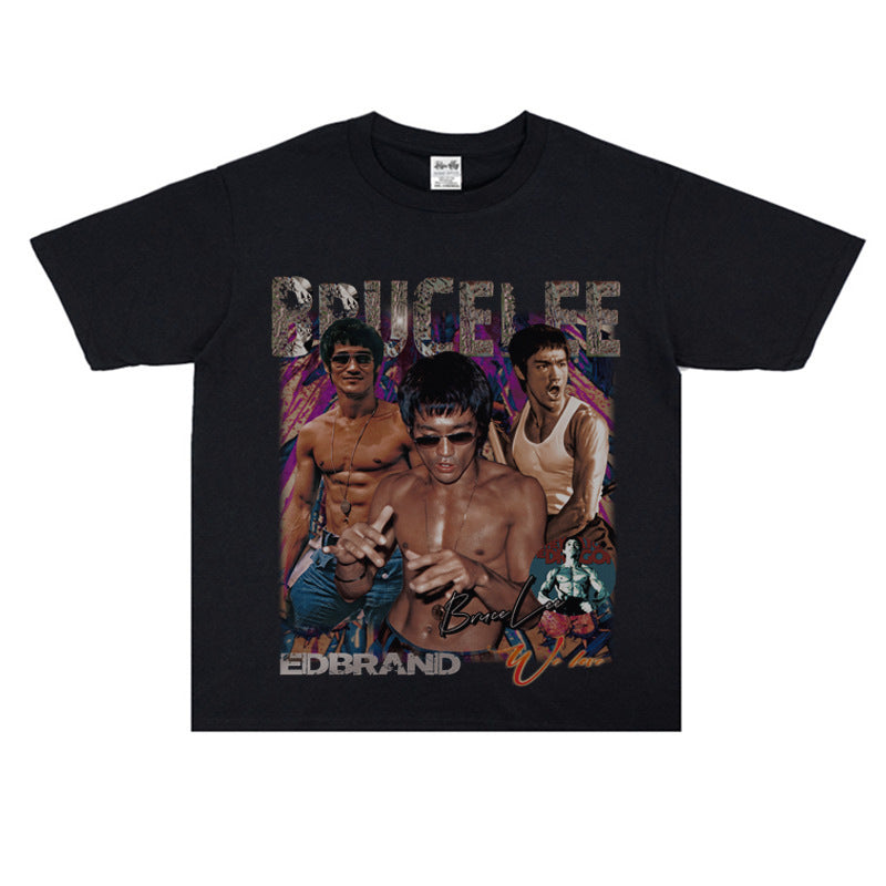 Film Star T Shirt Movie Bruce Lee Cotton Short Sleeve Loose round Neck American T-shirt Men and Women