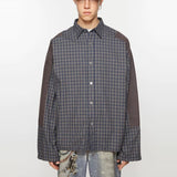 MIJKO Mens Jacket Spliced Plaid Jacket