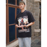 Basket Ball Star T Shirt Basketball Zach LaVine Washed Distressed Printed Cotton T-shirt Short Sleeve