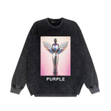 Purple Brand Distressed Long Sleeve Shirt Fashion Distressed Loose Long-sleeved Top