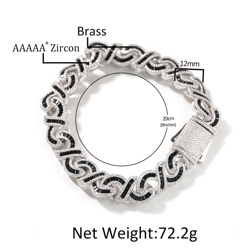 Chains Hip Hop 12mm Cuban Necklace Colored Ladder Zircon Necklace St. Valentine's Spectrum