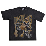 Basket Ball Star T Shirt Basketball Kyrie Irving Short Sleeve Printed American T-Shirt Retro Pure Cotton