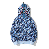 Bathing Ape Hoodie Shark Double Hood Men's and Women's Cardigan Zip Sweater