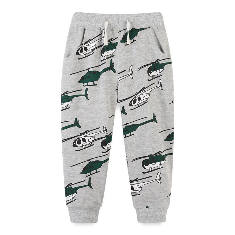 Boy Pants Children's Trousers Autumn Printed Aircraft Boys' Pants Children Sports Pants