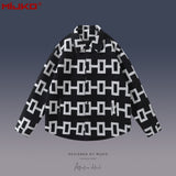 MIJKO Mens Jacket Geometric Striped Jacket