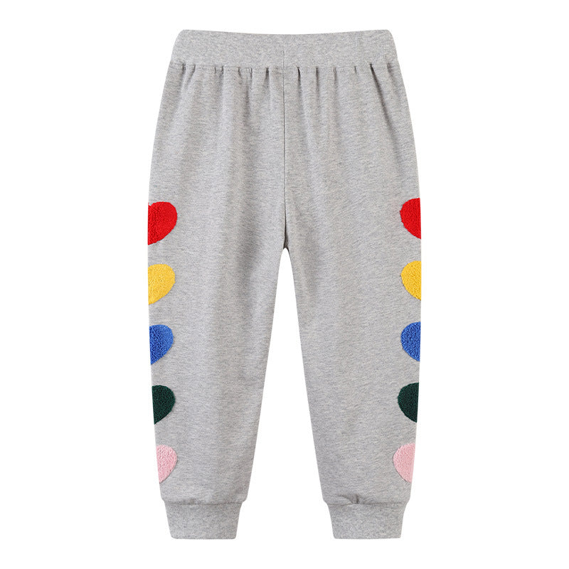 Boy Pants Fall Children's Sport Pants European and American Style Girls' Trousers Cute Embroidered