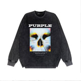 Purple Brand Distressed Long Sleeve Shirt Fashion Distressed Loose Long-sleeved Top