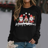 Women's Hoodies Fashion Merry Christmas Print Pullovers Long