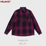 MIJKO Mens Jacket Loose Checked Jacket