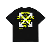 Off Whtie T Shirts Yellow Letter Arrow Male And Female Trendy Brand Short Sleeve