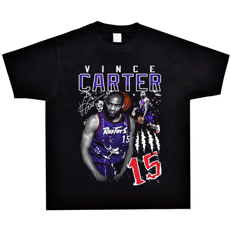 Basket Ball Star T Shirt Basketball Star Vince Carter Printed T-shirt Short Sleeve Loose Retro