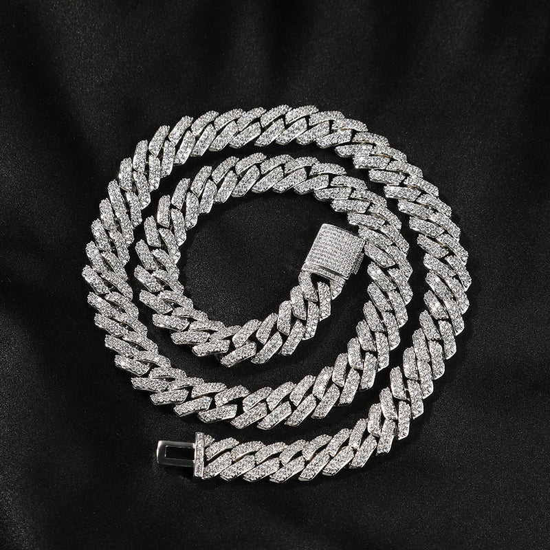 Chains 10mm Cuban Necklace High Sense Gold Plated Zircon Spectrum St. Valentine's