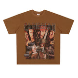 Film Star T Shirt Trendy Cotton Short Sleeve Loose round Neck Retro Design T-shirt for Men and Women