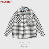 MIJKO Mens Jacket Loose Checked Jacket