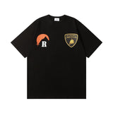 Rhude T Shirt Striped Sunset Snow Mountain Print Short Sleeve T-Shirt