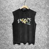 Purple Brand Distressed Tank T Shirts Distressed Sleeveless T-shirt Vest