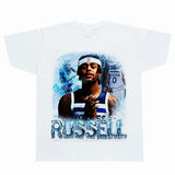 Basket Ball Star T Shirt D'angelo Russell Washed Distressed Printed T-shirt Short Sleeve Vintage Pure Cotton