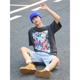 Basket Ball Star T Shirt Basketball Washed Distressed Dwyane Tyrone Wade Short Sleeve Printed T-shirt