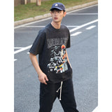 Basket Ball Star T Shirt Basketball Ja Morant Printed Washed Distressed T-Shirt Cotton Short Sleeve Loose