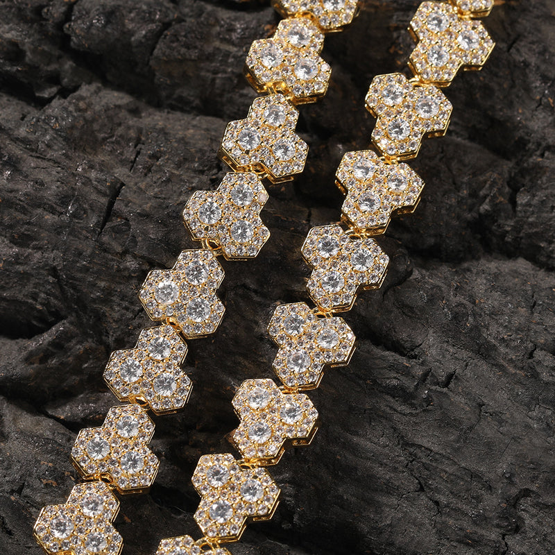 Chains Hip Hop Honeycomb Tennis Chain Copper Inlaid Zircon Necklace St. Valentine's Spectrum