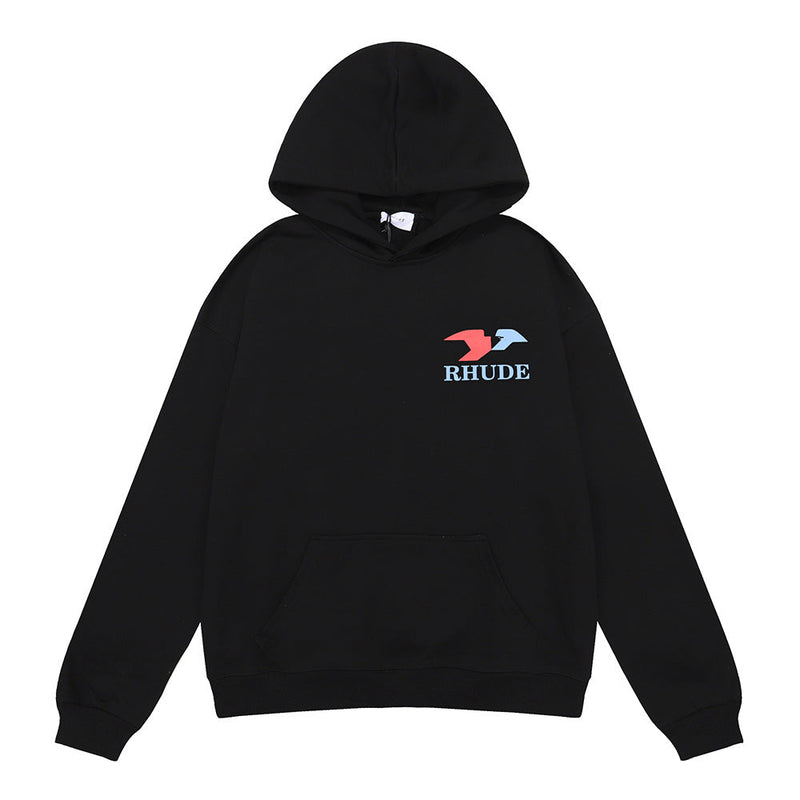 Rhude Hoodie High Quality Pure Cotton Heavy Weight Hoodie Loose Sweater Men and Women