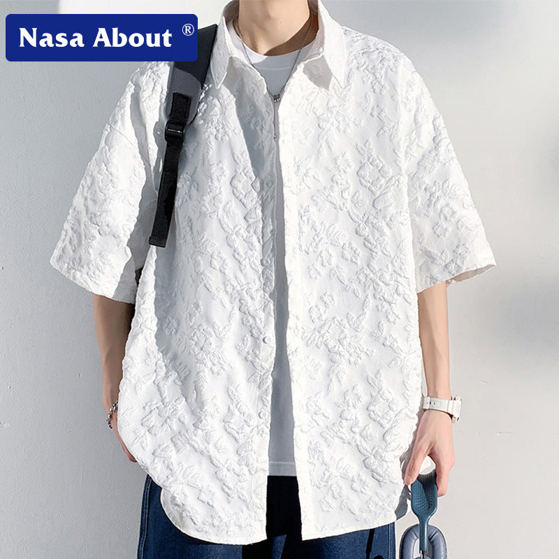 Nasa T Shirt Short-Sleeved Shirt Men'S And Women'S Summer Hong Kong Style Shirt