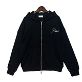 Rhude Hoodie Autumn Cardigan Coat Embroidered Hoodie