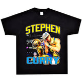 Basket Ball Star T Shirt Basketball Stephen Curry Washed Distressed Printed T-Shirt Short Sleeve Retro Pure Cotton