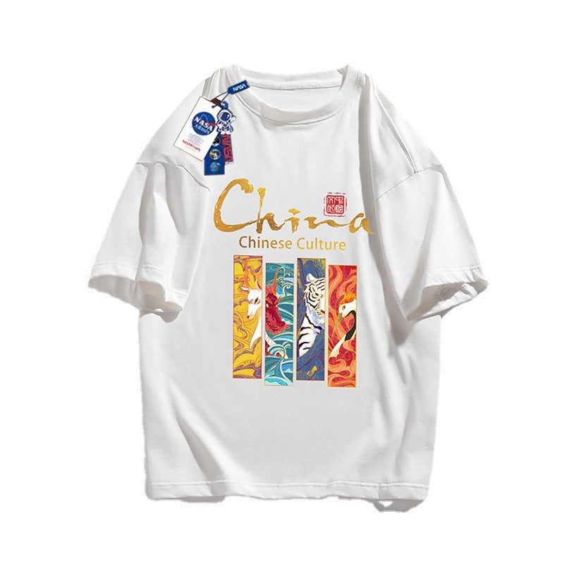 Nasa T Shirt Cotton T-Shirt Spring/Summer White Round Neck Short Sleeve