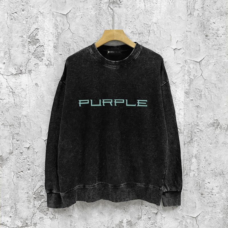 Purple Brand Distressed Sweatshirt Retro Vintage Crew Neck Sweater
