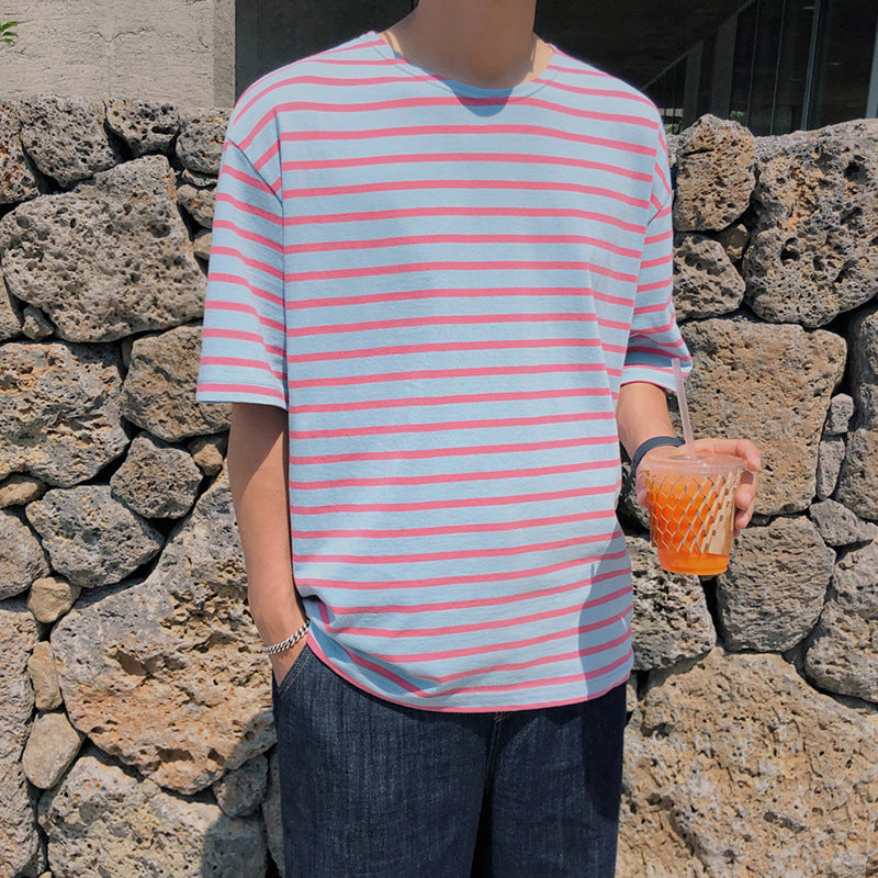 Mariner Shirt Short-Sleeved T-shirt Men's round Neck Summer Loose Casual Cotton