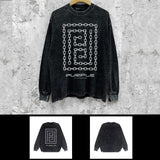 Purple Brand Distressed Long Sleeve Shirt Fashion Distressed Loose Long-sleeved Top