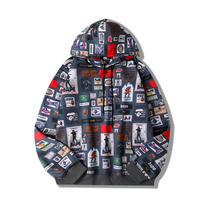 Aape Hoodie Autumn and Winter Fashion Brand Men's and Women's Fleece Hoodie Sweater